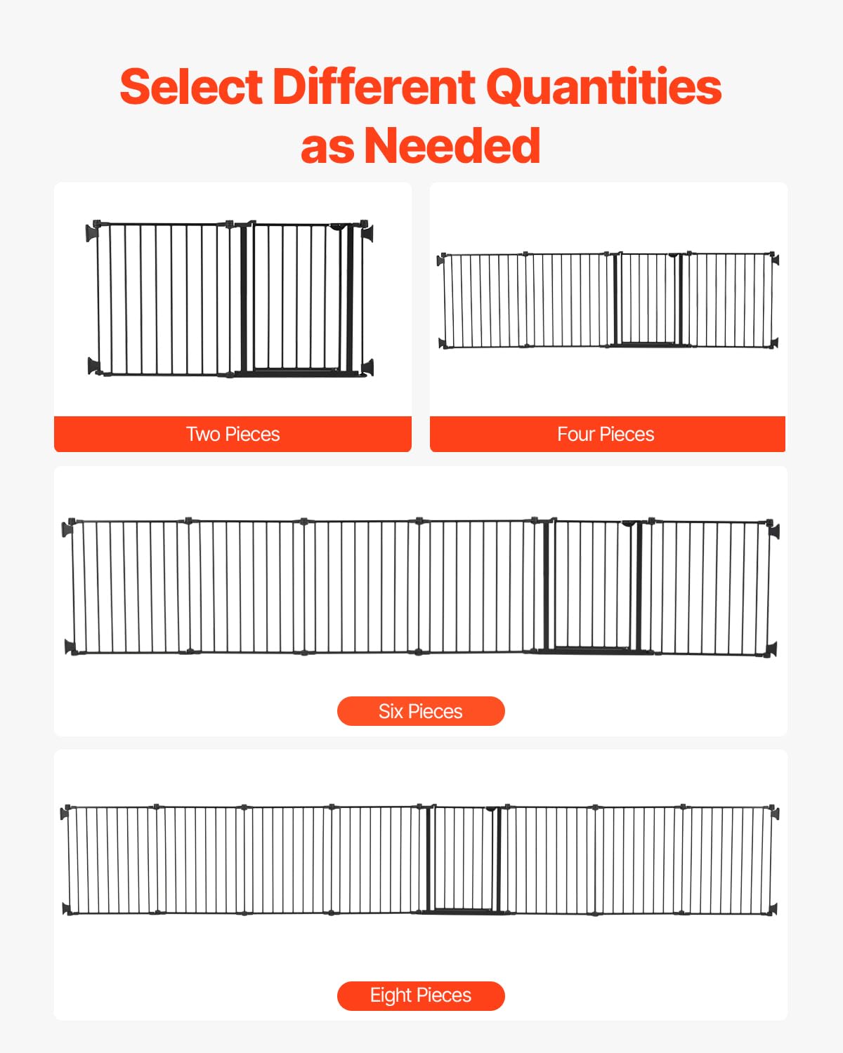 VEVOR Baby Gate, 192 Inches Extra Wide, 28 Inches High 8-Panel Foldable Dog Gate, for Child Pet Security, One-Hand Open, Install